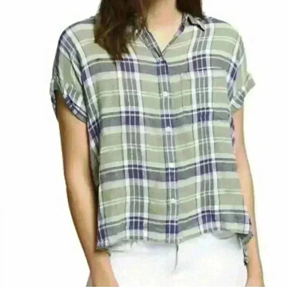 Sanctuary Women’s Plaid Linen Button Down Shirt Size XXS - Picture 1 of 1
